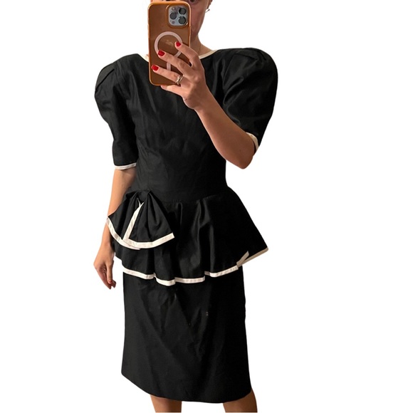 Saks Fifth Avenue black dress with bow cotton size 4 - Picture 8 of 10